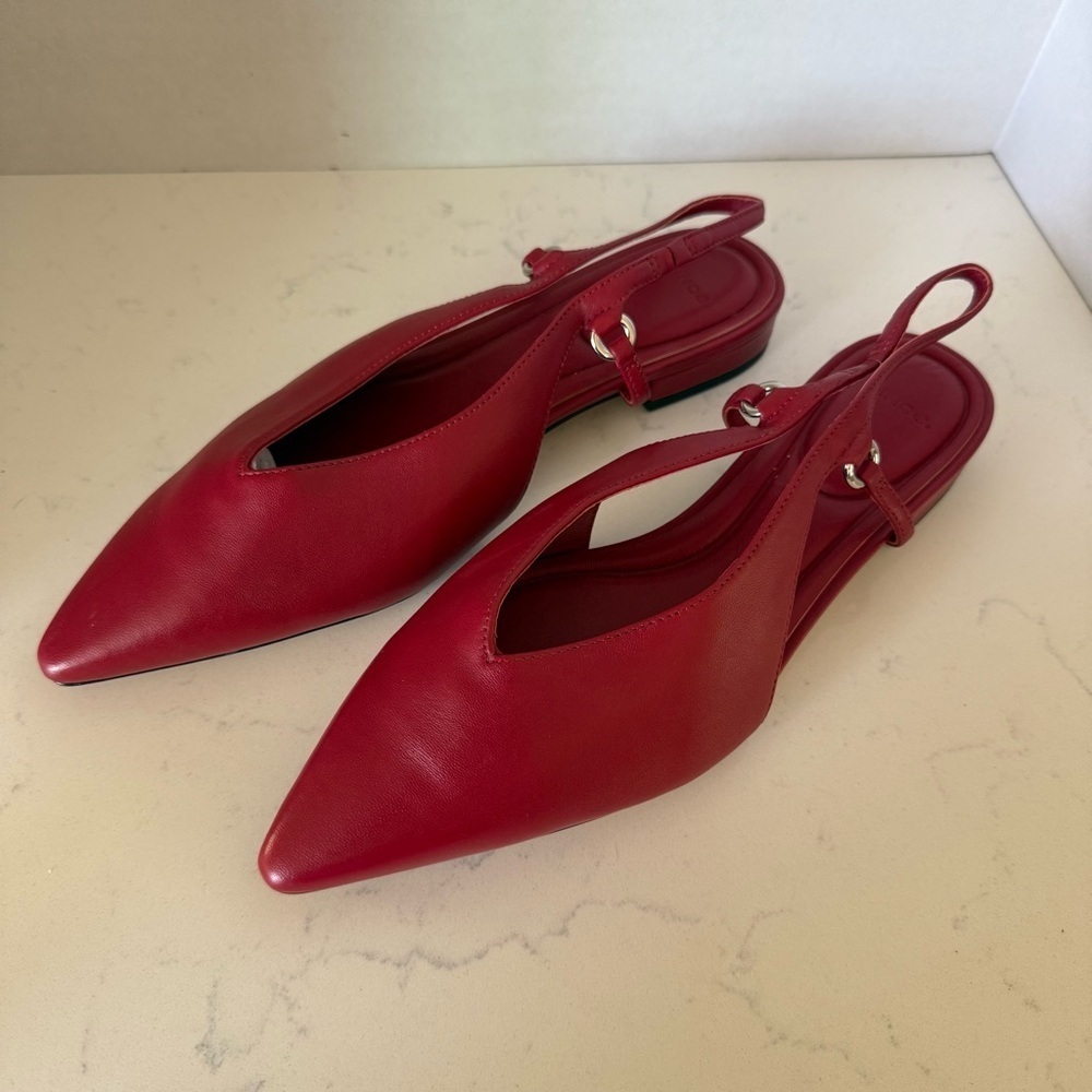 Vince Ines Flats Red Leather Slingback Pointed Toe | Women’s Size 6 | NWOB - Picture 2 of 4
